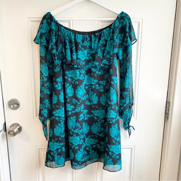sam edelman off the shoulder floral dress Sam Edelman Long Sleeve Off The Shoulder Floral Smock Ruffle Dress Size 6